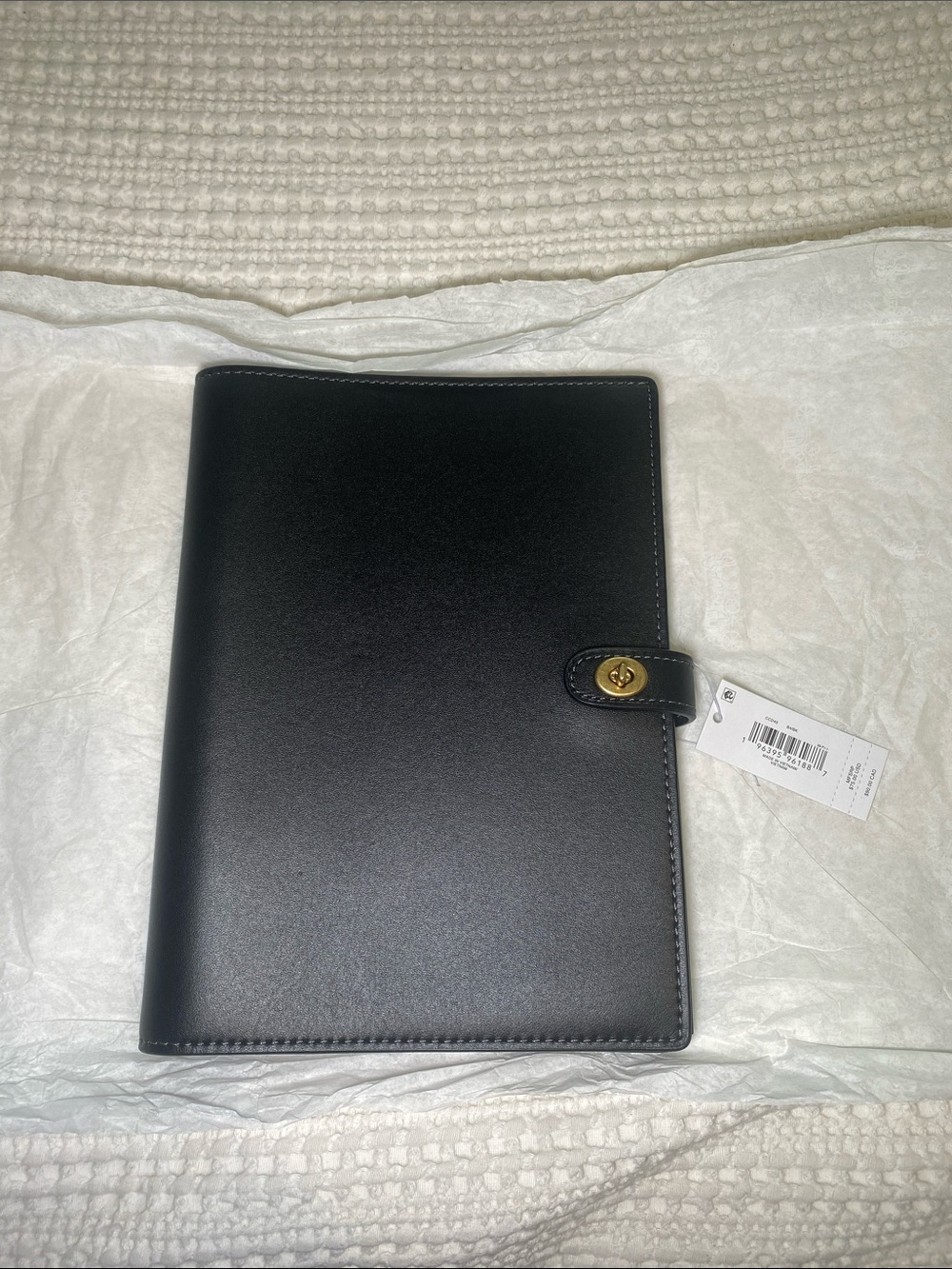 NWT Coach Black Glove Tanned Leather Notebook with Brass Turnlock🖤✨